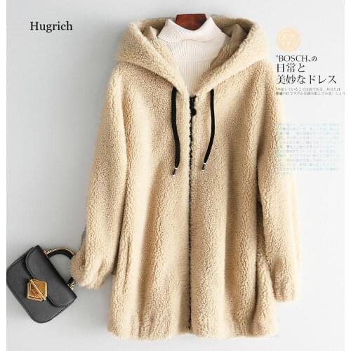 Fashion Plush Coat Womens Winter Imitation Rex Rabbit Fur Grass Mid Length New Thickened Hooded Winter Warm Coats