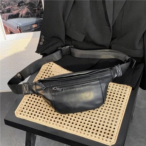 Thin Mens Waist Packs Fashion Bags PU Leather Cowhide Hip Belt Fanny Pack Designer Luxury Waist Purse Sling Chest Bag