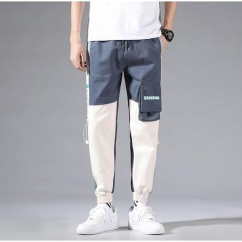 Jinjin ww37 Mens Side Pockets Cargo Harem Ribbons Black Hip Hop Casual Male Joggers Trousers Fashion Casual Streetwear Pants