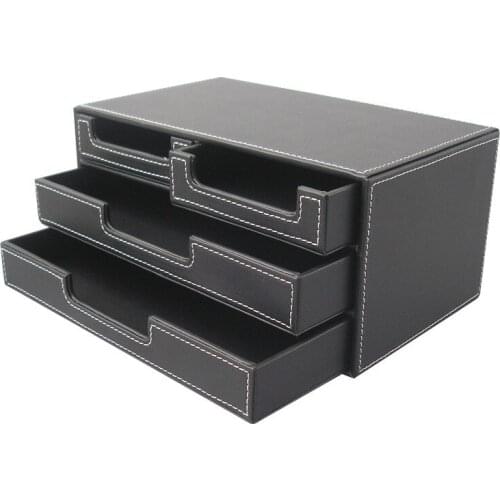Imitation PU Leather A4 Desktop Stationery Finishing Storage Box