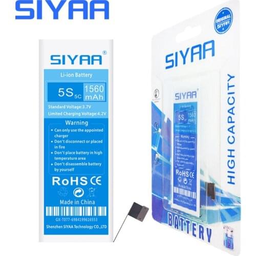 Original SIYAA Phone Battery For iPhone 5S 5GS 5C Replacement Batteries High Capacity 1560mAh Lithium Bateria Retail Package