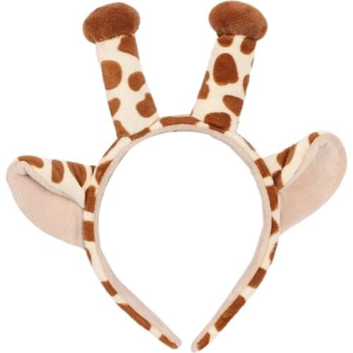 Plush Giraffe Ears and Horns Headband Funny Animal Cosplay Theme Party Hair Hoop