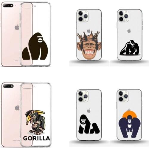 Gorilla Anime Phone Case Transparent for iPhone Samsung A S 11 12 6 7 8 9 10 20 Pro X XS Max XR Plus lite mobile bags coque