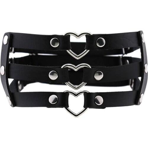 Heart Sexy Women Multi-layer Heart Garters Belt Leg Harness Girls Elastic Body Jewelry Metal Punk Goth Gothic Accessories gothic