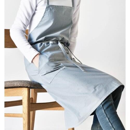 Blue Green Gray Cotton Apron Florist Gardener Work Wear Barista Bistro Chef Restaurant Waitstaff Baker Culinary Uniform K66