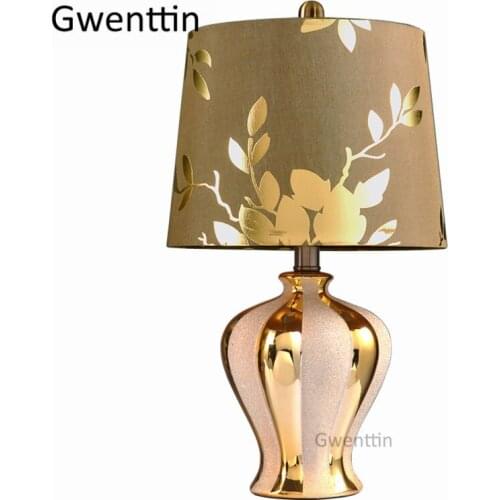 Modern Ceramic Gold Table Lamps Led Stand Desk Light for Bedroom Bedside Study Lamp Home Loft Decor Nordic Luminaire Fixtures