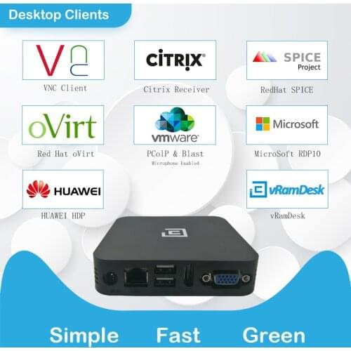 Thin Client ARM Linux VMware Citrix RDP10 oVirt SPICE J50 A53 Quad Core 2.0Ghz Processor 1000Mbps Network 1G RAM HDMI VGA