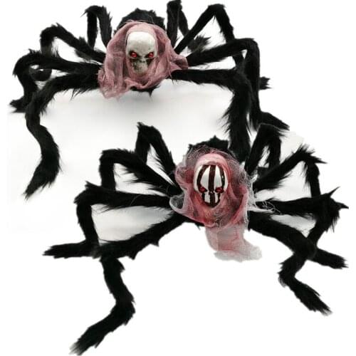 Halloween decoration spider ghost festival horror props simulation skull big spider plush spider toy bar haunted house decoratio