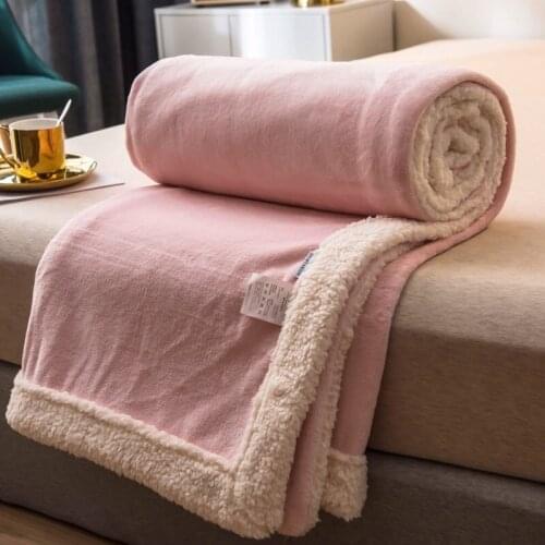Thicken Flannel Cover Blanket Super Warm Blanket Luxury Lamb Fleece Edge Blanket for Beds Winter Adult Bed Cover Throw Blanket