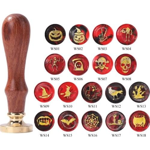 Halloween Series Wax Seal Stamps with Metal Handle Classic Antique Envelop Invitation Sealing Scrapbooking Craft Wedding Decor