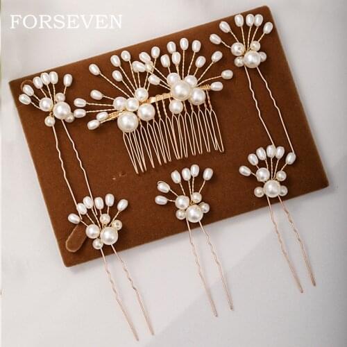 Pearl Hair Comb Hairpin 6 Pcs/Set Bridal Hair Accessories Wedding Jewelry Female Accessories Wedding Hair Comb Pins