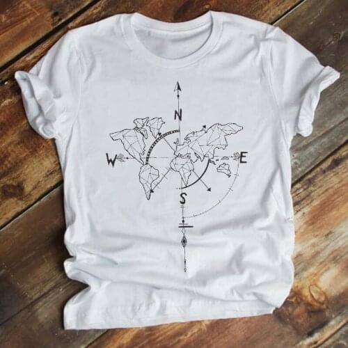 Women Printing Geometric Compass Travel Cute Trend 90s Style Summer Fashion Clothes Print Tshirt Female Tee Top Graphic T-shirt