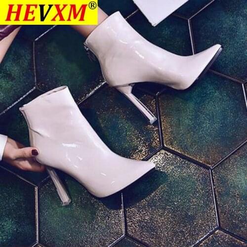 Patent Leather Short Boots Female 2020 Fashion Pointed High Heels Female Autumn And Winter Wild Fashion Chelsea Boots Zipper