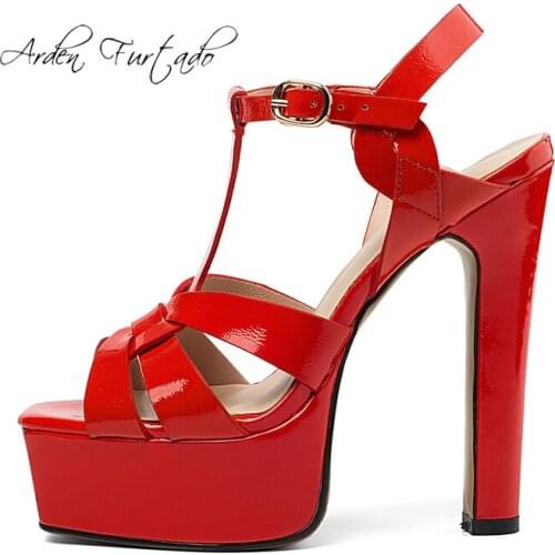 Arden Furtado 2019 Summer Fashion Womens Shoes Chunky Heels Sexy Elegant Waterproof platform Sandals Buckle strap Party Shoes