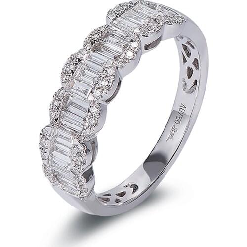 Real Diamond 18k White Gold 0.68cttw Natural Diamond Baguette 0.53ct Light Luxury Diamond Engagement Wedding Ring For Women