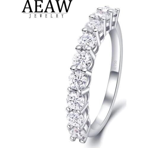 0.9ctw 3.0mm 0.1ctDE Color Round Excellent Cut Moissanite Engagement Band Real 18k White Gold Plated For Women Best Gift