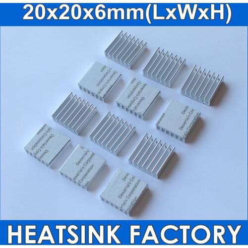 5pcs 20x20x6mm Aluminum Radiator Heatsinks Extrusion Cooler With Black Thermal Double Sided Tapes
