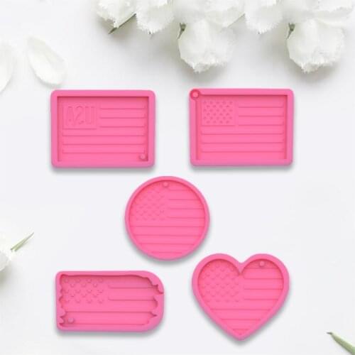 5 Pcs American Flag Keychain Epoxy Resin Mold Jewelry Pendants Silicone Mould