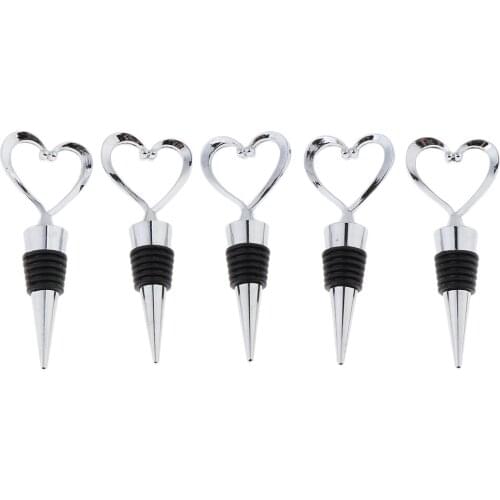 5 Pieces Love Design Heart Shape Wine and Beverage Bottle Stoppers Wine Plug