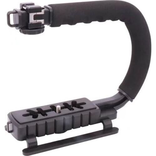 Single/Three-head Hot Shoe C-frame Handheld LED Light Flash Bracket U-shaped DV Handheld C-shaped Bracket Handheld Stabilizer