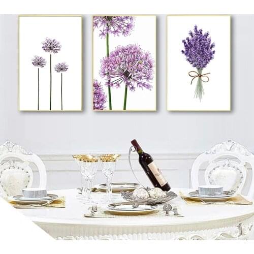Home Decoration Bedroom Wall Art Pictures Scandinavian Lavender Flowers Modern Canvas Painting Green s and Prints