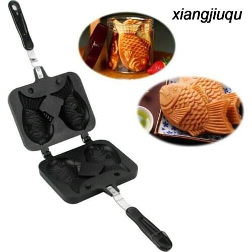 Household Taiyaki Mold Fish Shape Waffle Pan DIY Biscuit Cake Mold Double Fish Baking Mold