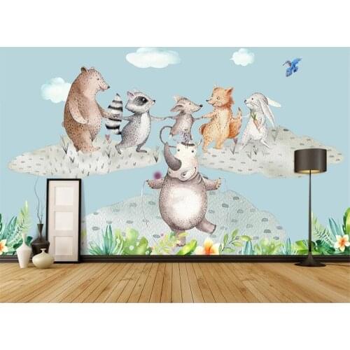 Beibehang Custom wallpaper mural photos fashion hand-painted animal kingdom Nordic background wall decorative painting