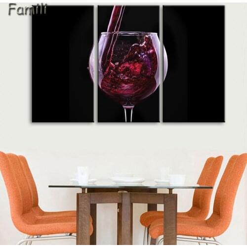 HD Printed 3 piece canvas art grape red wine glasses Oak barrels painting on canvas wall pictures for living room Free shipping
