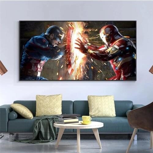 Captain America Iron Man Marvel Avengers Canvas Wall Art Canvas Poster and Print Picture Wall Art Decor Painting for Living Room