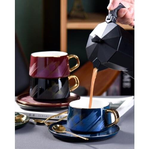 Colorful coffee cup creative Phnom Penh ceramic water mug with spoon saucer coffee cup Afternoon tea mug black tea cups