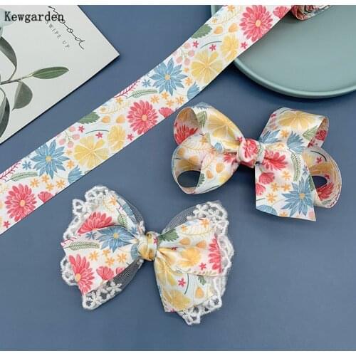 Kewgarden Floral Ribbons 1-1/2" 38mm Handmade Tape Sewing Crafts DIY Make Hairpin Bow tie Hair Accessories Gift Packing 10 Yards