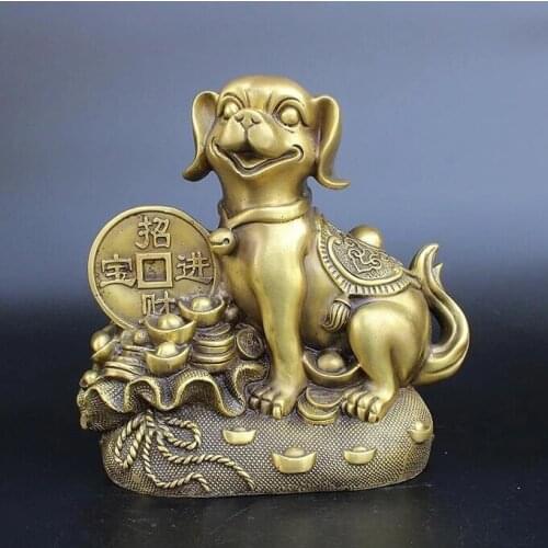 Chinese brass hand-carved Rich dog crafts statue