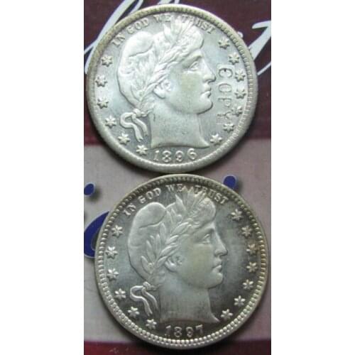 COPY REPLICA 1896/1897 Barber Quarter UNC Two Face copy Coin