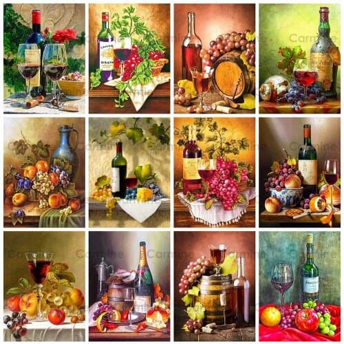 Kitchen Decoration 5D Diamond Embroidery Fruit Diamond Wine Paintings Pictures Of Rhinestone Cross Stitch Mosaic Handicraft Gift