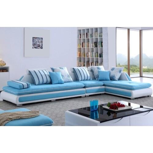 L shape colorful fabric sofa couch for living room furniture A-002 single seat lounge 3 seat