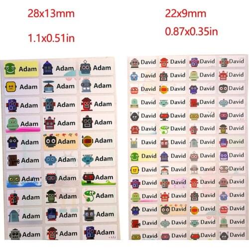 Boy Custom Name Sticker Cute Cartoon Robot Waterproof Personal Tag Label Children Scrapbook School Stationery Sticker Set