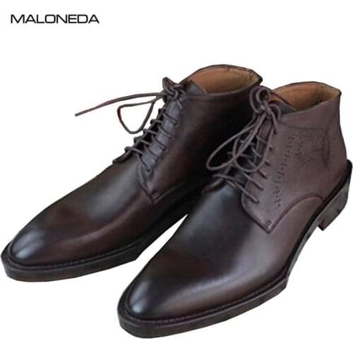 MALONEDE Bespoke New Fashion Vintage Style Handmade Genuine leather Hot Sale Mens Short Boots Made with Goodyear Welted