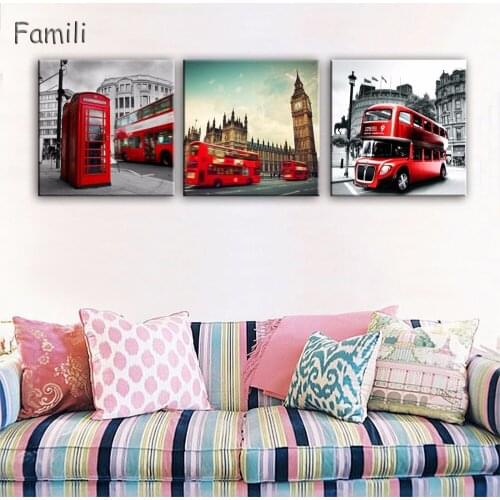 3 Panel Modern London city Canvas art Painting on the Wall Modular Pictures vintage home decor Canvas Painting for Living Room