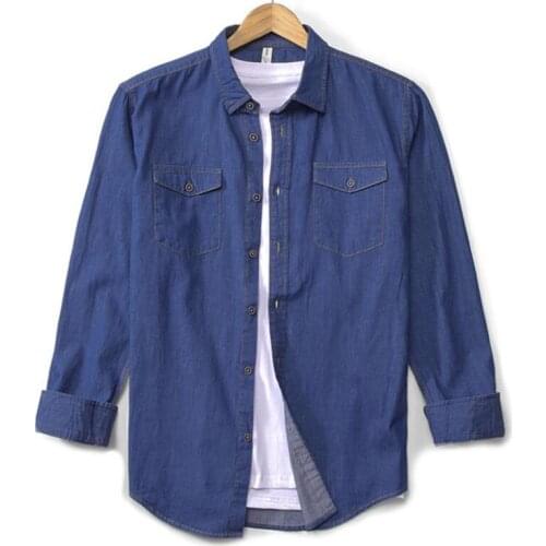 2021 Mens long-sleeved casual denim shirt fashion shirt Spring Autumn Tops