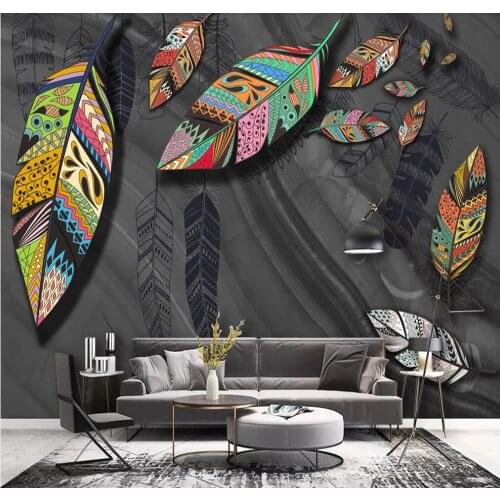 Custom mural wallpaper 3D modern feather living room bedroom wall decoration painting