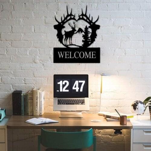 Rustic Metal Sign Wrought Iron Deer Welcome Sign Indoor Outdoor Art Sign Gift For Housewarming Wedding FatherS Day Neon Sign