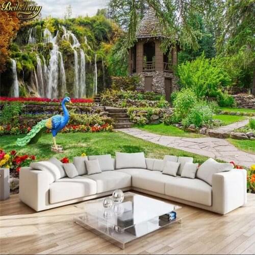 Beibehang custom Garden wallpapers for living room landscape waterfall landscape background vinyl flooring 3D wall paper prices