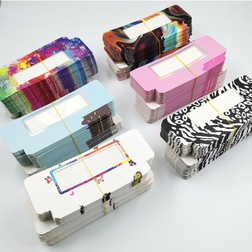 Wholesale 50pcs Eyelash Packing Box Blank Eyelashes Package Multicolor Paper Box Eyelashes Customized Flash Packing Box Make Up