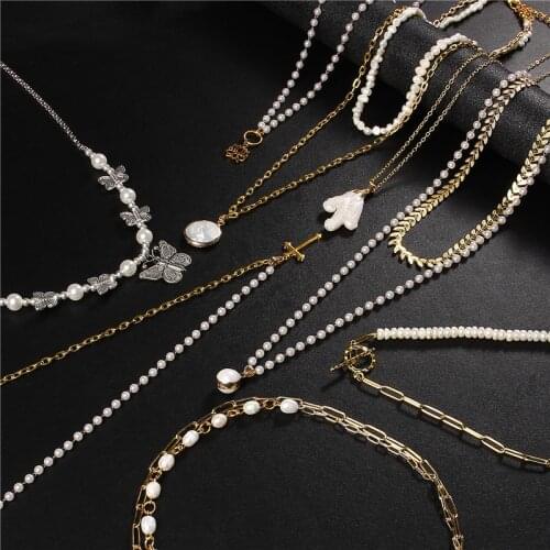 White Freshwater Round Natural Shell Beaded Necklaces Mother of Pearl Shell Chockers Wedding Chains Pearl Jewelry Gifts Women