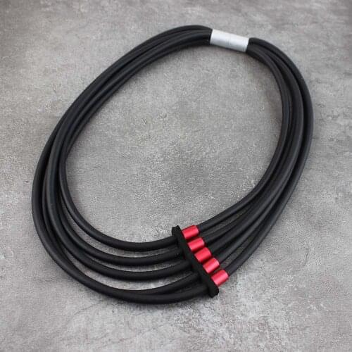 Red Tube Pipe Necklace Women Fashion Jewelry Gothic Short Necklace Black Rubber Jewellery Designer Handmade Luxury Style