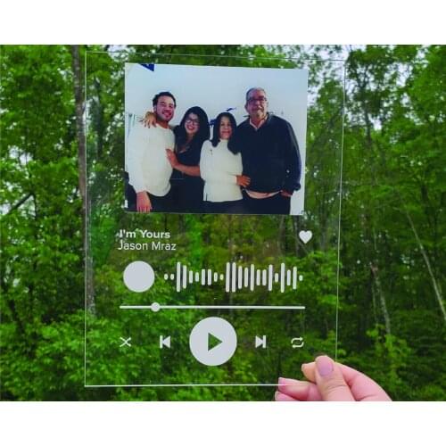 Personalised Music Plaque Clear Acrylic Any Photo Any Song High Quality UV Print With Song Album Best Gift For Every Occasion