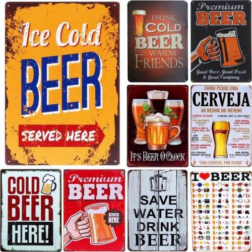 Beer sign vintage metal tin plate retro iron painting wall decoration for bar pub
