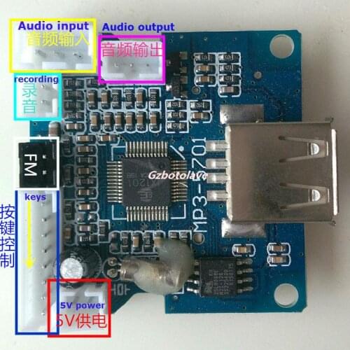 5V MP3 Decoding board support USB SD card FM recording slot speaker parts + remote control +keys 01
