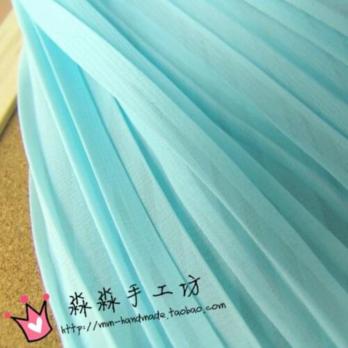1psc Mint blue pleat cloth Macarons color Pleated Chiffon Dress sub organ crushed fabric clearance(pleated 0.5m)