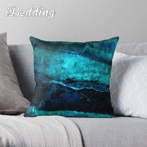 Beneath - Abstract In Navy Blue And Turquoise Throw Pillow Cushion Cover Polyester Throw Pillows Case On Sofa Home Decor